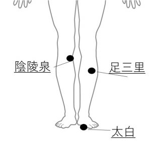 陰陵泉、足三里、太白